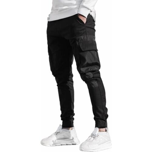 Streetwear Men Autumn Winter joggers men Pocket Patchwork Jogger Trousers Long Cargo Pants Streetwear men clothing ropa hombre