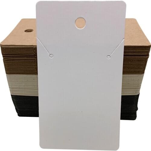 50pcs Earrings and Necklace Display Cards Blank Black Kraft Paper Cardboard Earring Necklaces Jewelry Package Hang Tag Card