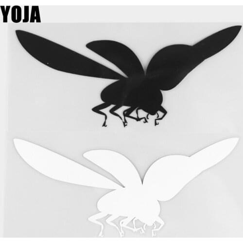 YOJA 15.7×6.9CM Cartoon Animals Flying Lady Beetle Vinyl Decal Car Stickers Black/Silver 19C-0384