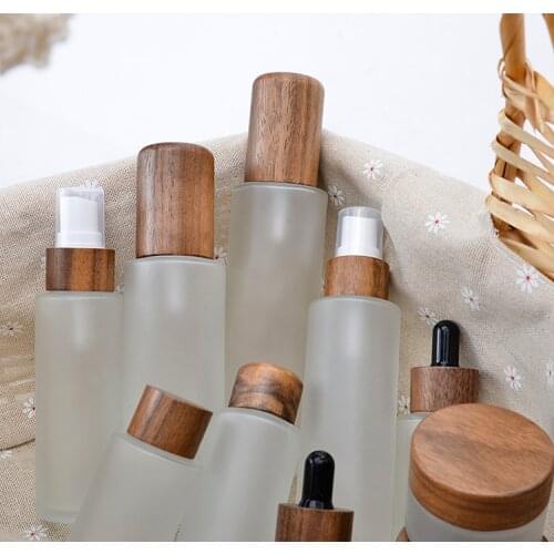 10PCS 120ml 100ml Biodegradable Wooden Cream Bottles Natural Luxury Bamboo Cosmetic Packaging