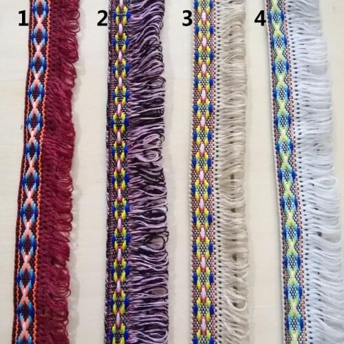 2.5cm 25mm 1' Soft Gradient Colorful Rhombus Tassel Lace Classic Laciness Costume National Jacquard Ribbon Garment Woven Webbing