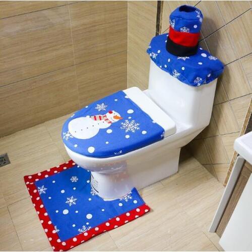 3PCS/lot christmas decoration snowman toilet seat cover bathroom decoration new year gift navidad natal Merry Christmas