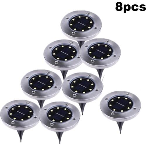 4-8pcs 8LED Solar Buried Light 1pcs Waterproof Underground Lamp Garden Floor Deck Lights for Yard Driveway Terrace Stairs Lawn L