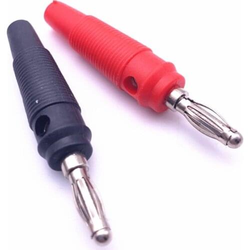 4Pcs/lot Red and Black 4mm Solderless Side Stackable Banana Plug PVC soft rubber 600V Max20A