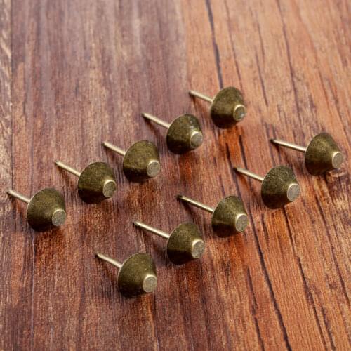 50pcs 11*17mm Antique Bronze Flat Upholstery Nails Sofa Studs Pins Tacks Jewelry Box Basket Furniture Hardware
