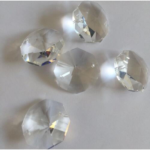50pcs/lot 26mm Octagon Beads In 2 Holes Chandelier Crystal Beads Door/ Window Decoration Crystal