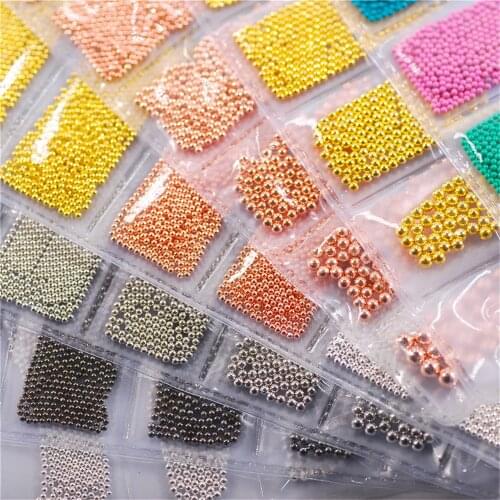 Mix 6 Sizes 0.8mm-3mm Gold Silver Rose Gold Black Metal Round Beads Clothing Furniture Decoration Accessories Tips Tool Beads