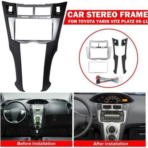 2 Din Car Stereo Frame Trim Kit of Dashboard for Toyota Yaris Vitz Platz 2005-2011 DVD Player Installation Bezel Fascias
