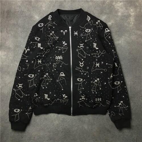 19ss Men Rib New Sleeve Embroidery twelve constellations High couple Baseball Coats & Jackets Abstract digital coat Motor #E146