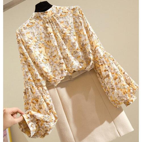 Blouse Women Long Sleeve Chiffon Shirt Loose Bishop Sleeves Top Blusas Ropa De Mujer