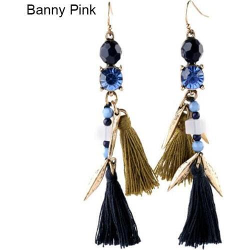 Bohemia Colorful Tassel Pendant Drop Earrings For Women Ethnic Beads Dangle Fishook Earrings Fashion Jewelry Pendietes Bijous