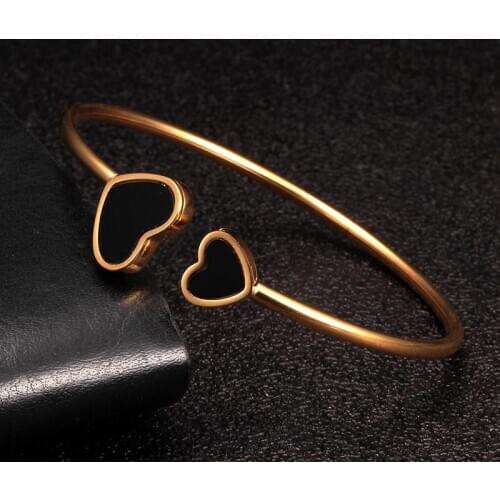 Brand Charm Heart Stainless Steel Open Cuff Bangles For Man Women Jewelry Wedding Party Fashion Bracelets Birthday Gift