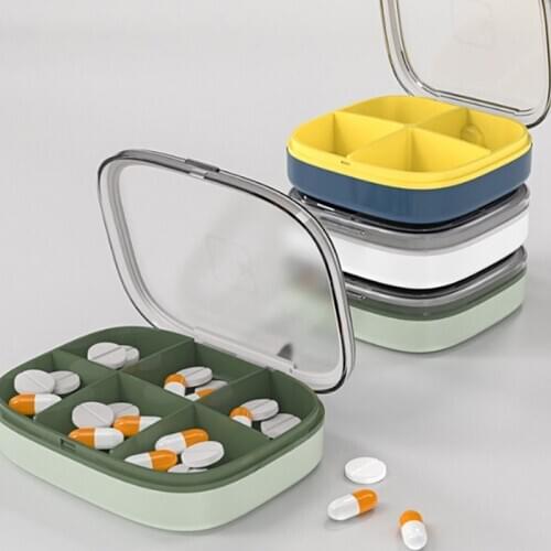 1PC Pill Case 4 Or 6 Grid Compartment Travel Pill Box Organizer Medicine Tablet Dispenser Organizer Pill Box Splitters Organizer