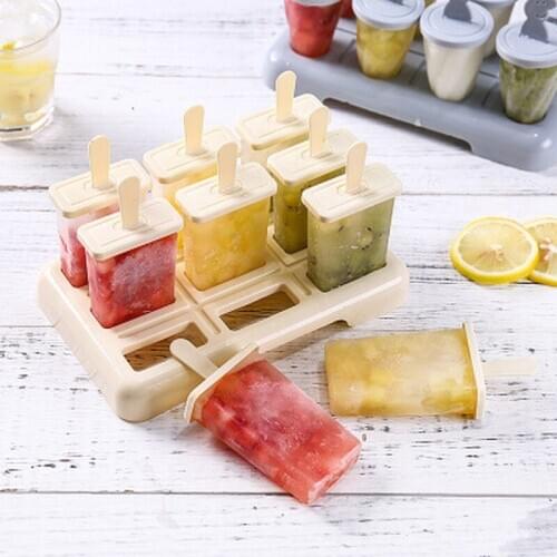 9PCS Summer Homemade Ice Cream Ice-lolly Mold Popsicle Moulds Tray Kitchen DIY Accessories