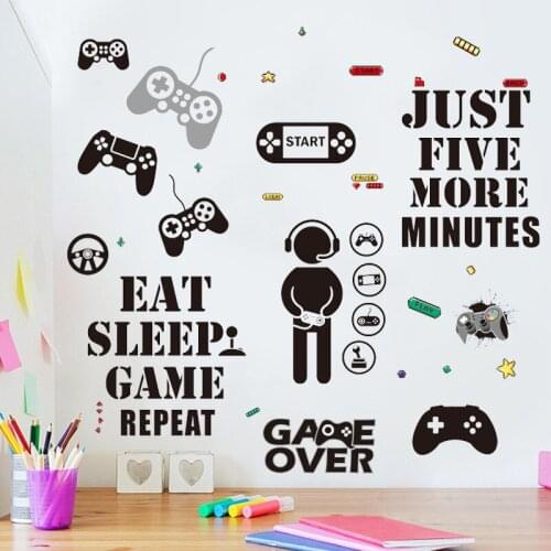 Gamer PC Stickers Wall Decor Eating Sleep Video Game PVC Posters Mural Art Home Decor