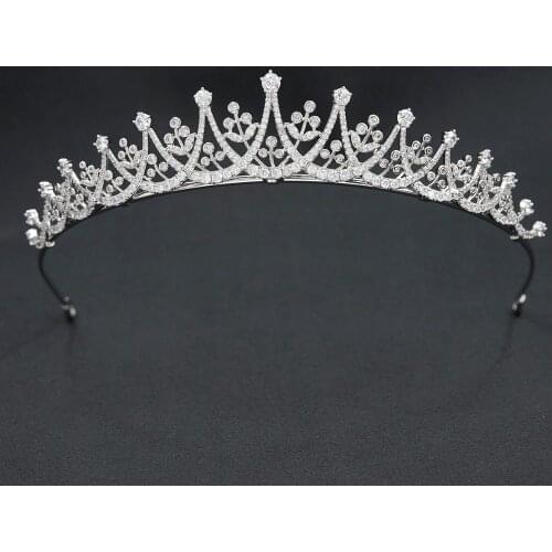 Cubic Zirconia Royal Tiara for Wedding,Princess Tiaras Diademe for Bride Hair Jewelry CH10376