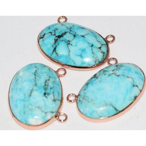 Fashion Jewelry Rose Gold Bezel Gem Stone Oval Connector femme 2019 Stripe green howlite turquoises connector for women as gifts