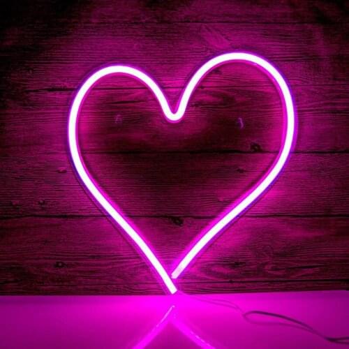 Heart Shape Neon Sign Wall Hanging Light For Wedding Bedroom Home Holiday Party Bar Usb Powered Valentines Day Christmas Decor