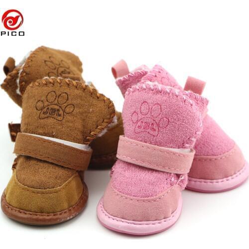 2018 NEW Pet Dog Cotton-padded Shoes Winter Fleece Warm Shoes Booties Pet Princess and Prince Crystal Shoes PT145