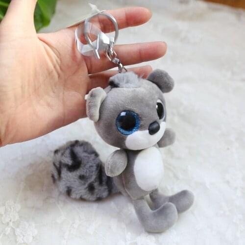 New Good quality big eyes 10cm plush racoon plush keychain backbag car key mobile phone pendant valentines gifts for girlfriends