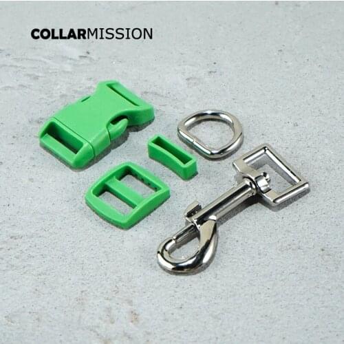 Plastic buckle+Tri-Glid+square keeper+D ring+metal dog clasp/set)Multiple pieces of 20mm green DIY dog leash parts
