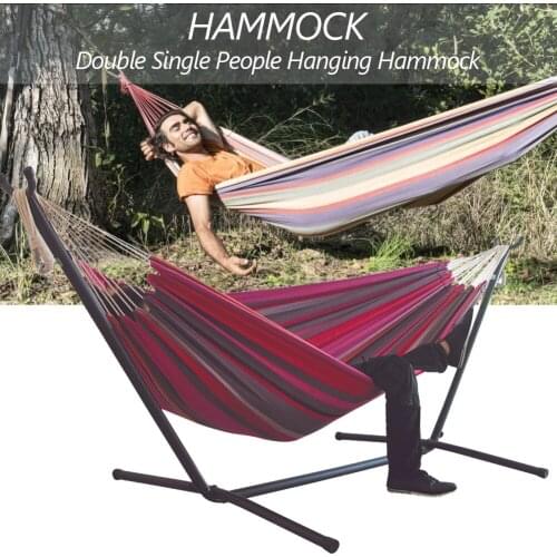 Portable Canvas Hammock Thicken Chair Swing Outdoor Garden Home Travel Leisure Camping Stripe Hammock Double Single People