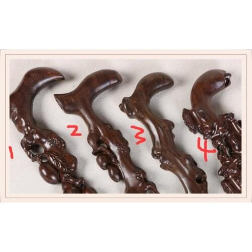 Crafts Old Black sandalwood crutches Wooden Walking sticks anti-skid A cane solid wood old peoples Hand carving manufacturer