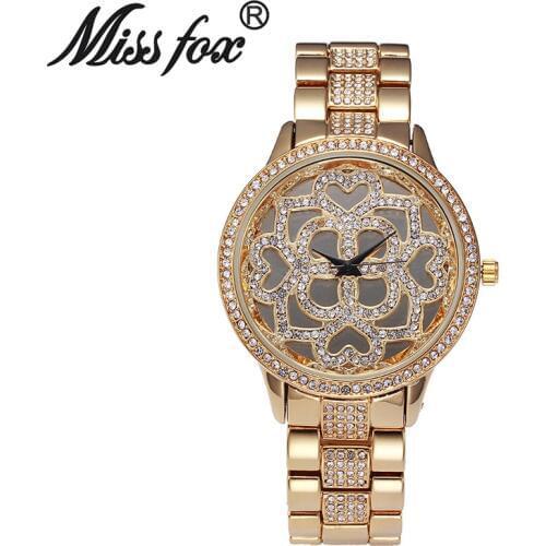 Top Luxury Brand Women Watches Fashion Golden Stainless Bracelet Hollow Ladies Crystal Watch Woman Casual Rhinestone Clock Saati