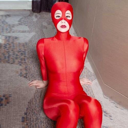 Sexy Open Crotch Bodysuit for Women Shiny Smooth Fabric Bodystockings Nightclub Hot Erotic Sex Lingerie