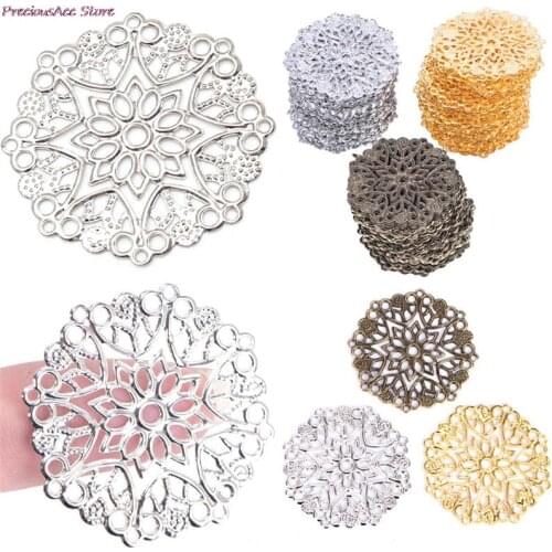 1Bag DIY Jewelry Earrings Ear Stud Pin Filigree Flower Wraps Connectors For DIY Jewelry Making