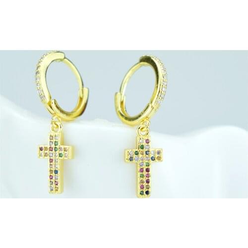 Cross earrings cross-shaped hanging earrings fashion ladies mens zirconia crystal earrings Christian jewelry religious beliefs