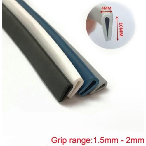 4 x 10mm Black White Blue Grey U Metal Edge Trim Strip Glass Edge Guard Rubber Sealing Strip Weatherstrip Car Door Protector