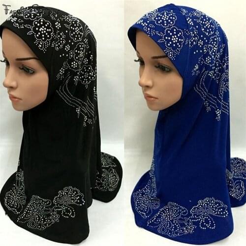 1 Piece al Amira Rhinestone Hijab Jilbab Abaya Scarf pull on ready made instant Muslim Islamic Hijab