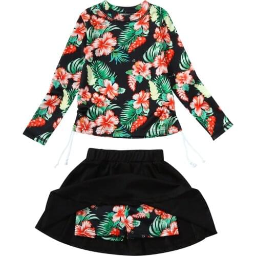 2021 Summer Swimwear Toddler Children Kids Baby Girls Floral Print Bathing Two-piece Suit Swimsuit Outfits Купальник Детский #l