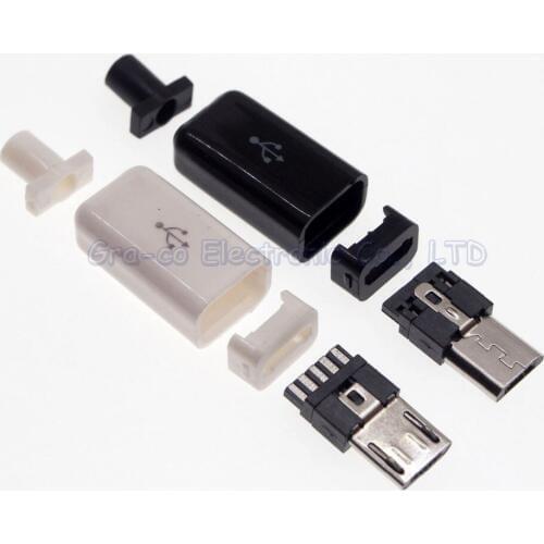 5set 4 in 1 micro usb 5P male jack connector solder joint on the same side