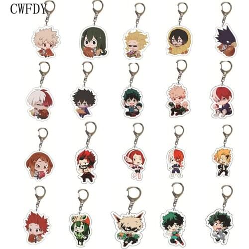 50pcs Anime My Hero Academia Keychain Todoroki Shouto Cosplay Double Sided Transparent Acrylic Key Chain Jewelry Wholesale