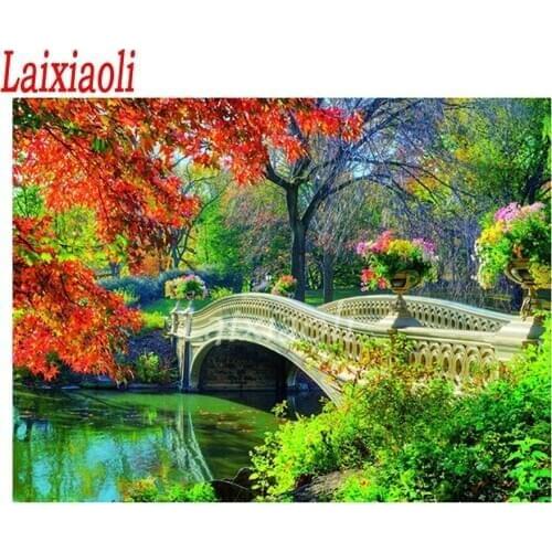 Diamond Embroidery natural garden beautiful Bridge diy diamond painting mosaic diamant painting cross stitch diamond pictures