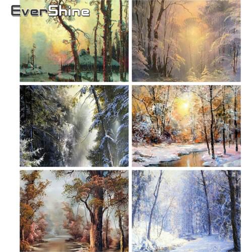 Evershine Diamond Painting Snow Scenery Full Drill Cross Stitch Diamond Embroidery Full Set Landscape Winter Tree Wall Stickers