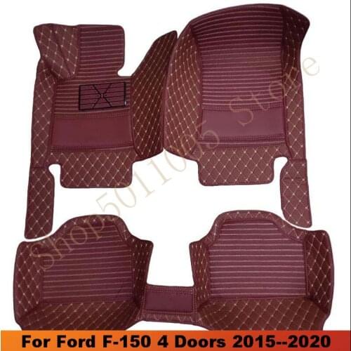 Car Floor Mats For Ford F-150 4 Doors 2015 2016 2017 2018 2019 2020 Car Carpets Auto Leather Rugs Dash Mats Interior Decor