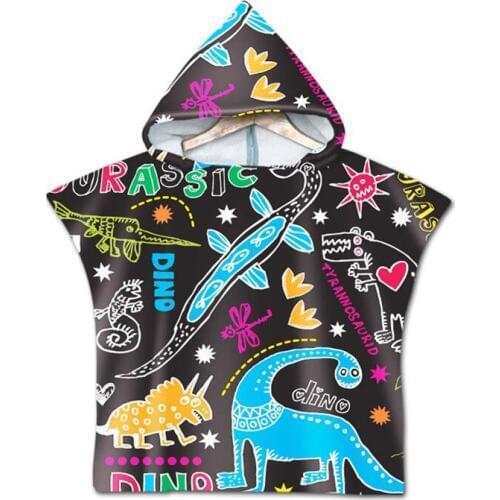 Dinosaur Print Kids Baby Microfiber Bath Beach Towel with Hood Hooded Robe Poncho for Swim Beach Boys Girls Bathrobe Beachwear