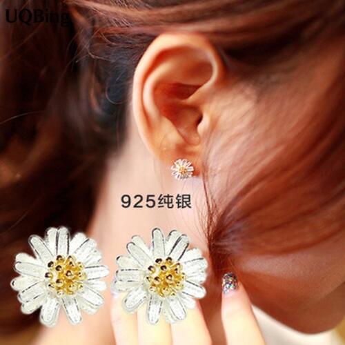 Free Shipping Fashion 925 Sterling Silver Stud Earrings Jewelry Daisy Flower Earrings Pendientes Brincos