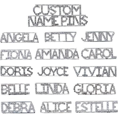 Blingbling Personalized Saying Word Brooch Pins Crystal Handmade Custom Name Lapel Pins/Badges Customized Jewelry Accessories