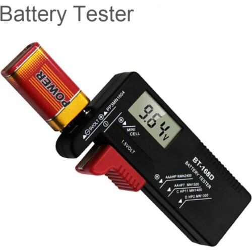 BT-168 Universal Button Multiple Size Battery Tester for AA/AAA/C/D/9V/1.5V LCD Display Digital Battery Tester Volt Checker