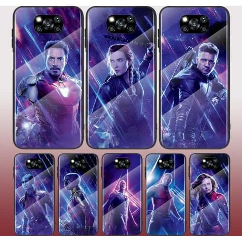 Hero Marvel Avenger Tempered Glass Cover For Xiaomi POCO F3 F2 X3 NFC X2 M2 Pro Phone Case