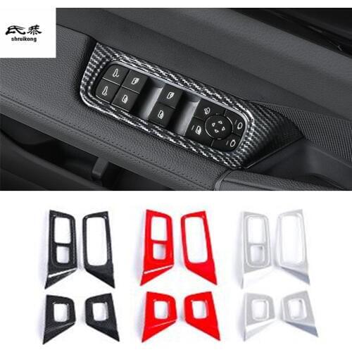 4pcs/lot ABS carbon fiber grain car window lift panel decoration cover for 2018 2019 2020 Porsche Cayenne 9YA car accessories