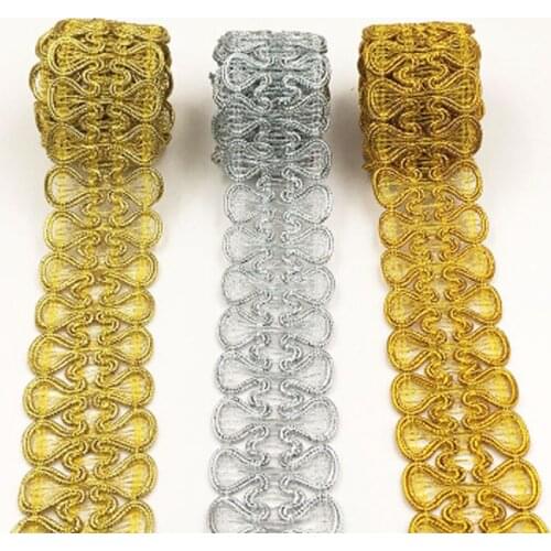 2 yards/Lot 3.5CM Double-sided butterfly lace golden silver lace decorative Curtain for Craft Jewelry DIY Graft Making