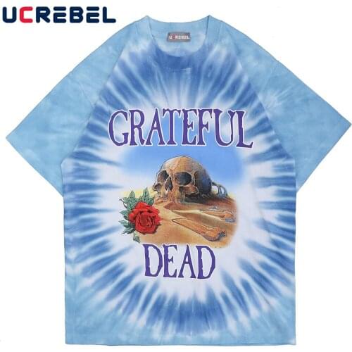 Spoof Skull Print Short Sleeve T-shirt Mens Summer Casual Half-Sleeve Streetwear Loose Crew Neck Tee Men