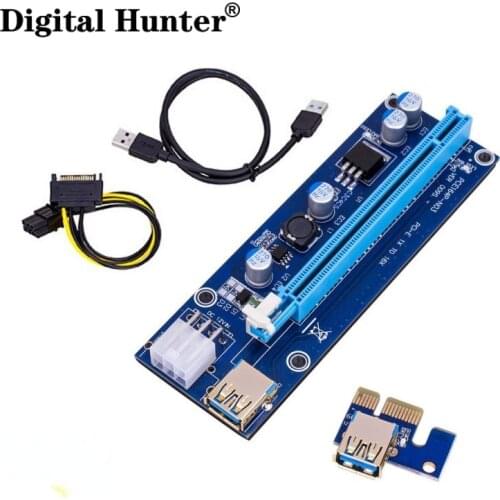 New VER009S PCI-E Riser Card 009S PCIE PCI Express 1X to 16X Adapter 60CM USB 3.0 Cable SATA to 6Pin Power Cord