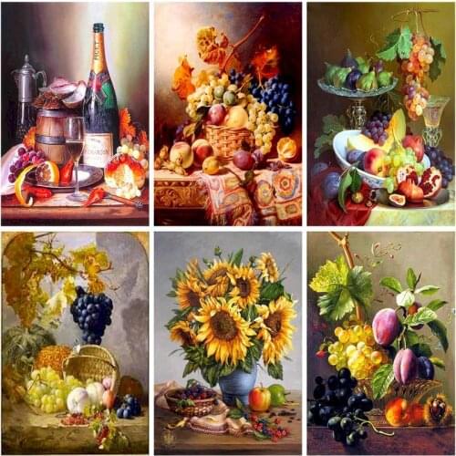 SDOYUNO Oil Painting By Numbers Fruits Diy Vintage Acrylic Paint On Canvas Handpainted Unique Gift For Home Decoration Unframe
