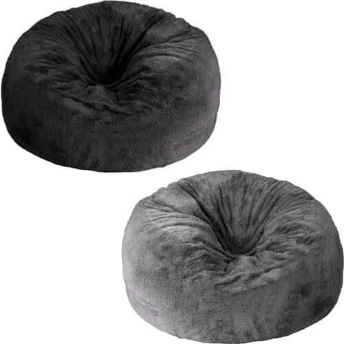 Round Plush Bean Bed Bag Cover Home Kids Room Furniture Protector Solid Color Washable Lazy Sofa Bed Cover Tatami Cover